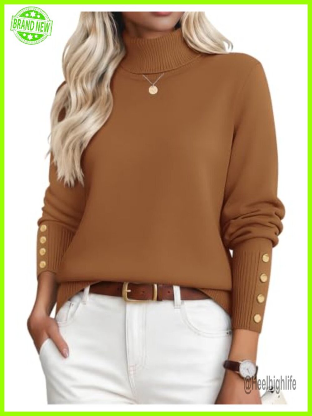 Zeagoo Womens Turtleneck Sweater Long Sleeve Button Cuff Pullover